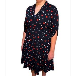 Vintage style 3/4 sleeve dress knee length polka dot by Emily and Fin, XL UK16